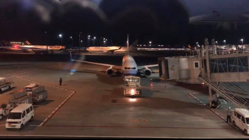 華航包機今晚將接回滯留鑽石公主號上台籍民眾。    圖：翻攝自謝長廷臉書