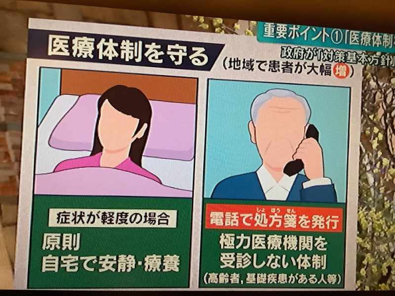 確診輕症不要去醫院，沒事不要去醫療設施 圖：攝自朝日電視報導站