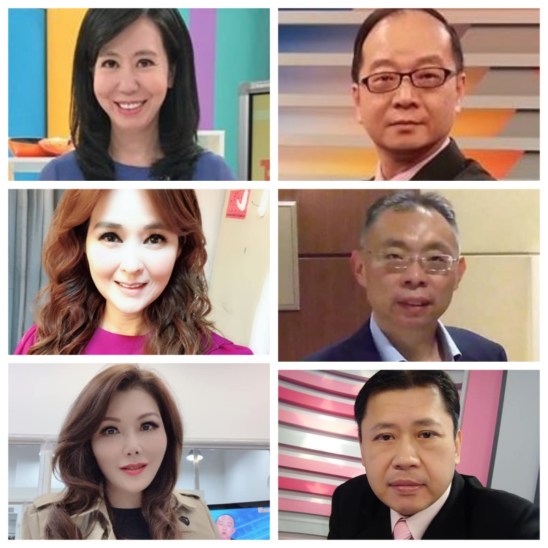 中國黨媒「人民日報」日前點名痛批台灣6位名嘴、主播，包括陳凝觀、安幼琪、張雅琴、范世平、王瑞德、丁學偉。   圖：新頭殼合成照