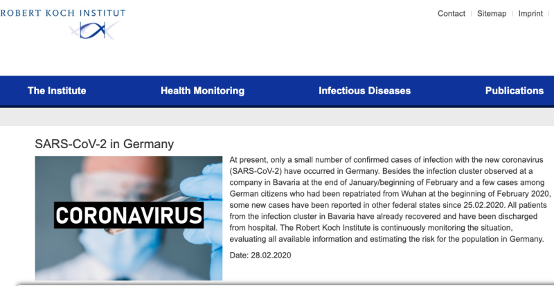 德國疾病管制和預防機構羅伯特．科赫研究所今天表示，德國武漢肺炎案例已從66例增加至117例。   
