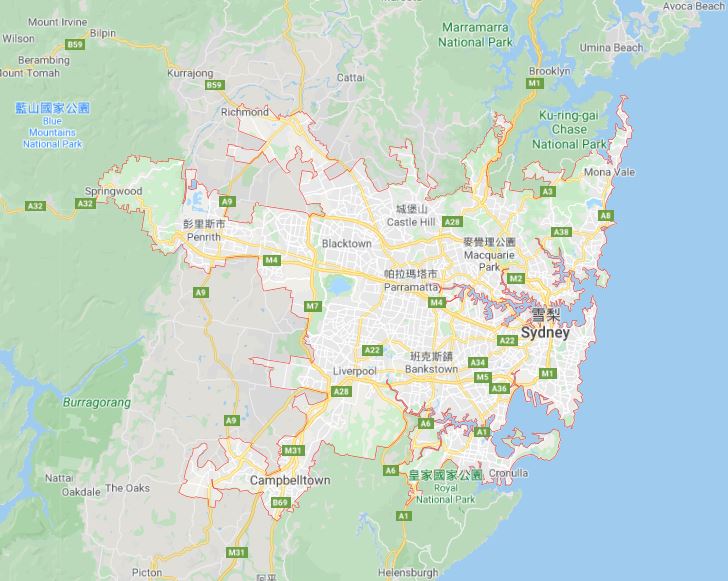 雪梨傳出首例本土感染案例。   圖：翻攝自Google map