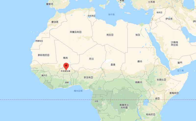 布吉納法索9日也傳出一起嚴重槍擊案件，數名槍手闖入布國北部2處村莊，並開槍射殺至少43人。   圖：翻攝自Google Map