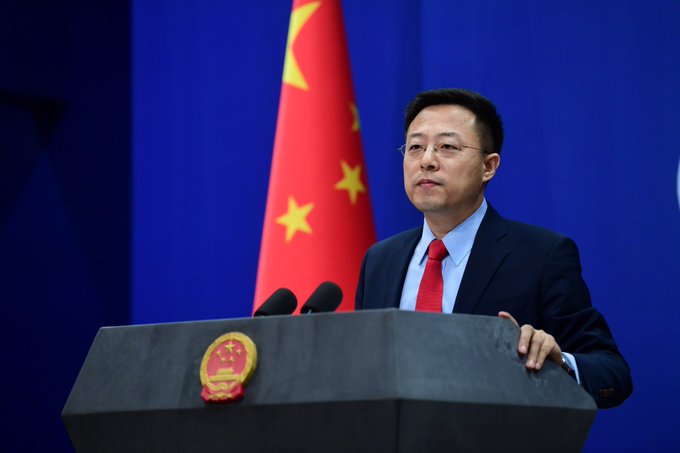 中國外交部發言人趙立堅針對「港版國安法」回應川普，強調「香港問題純屬中國內政，任何外國無權干預。」   圖：取自中國外交部