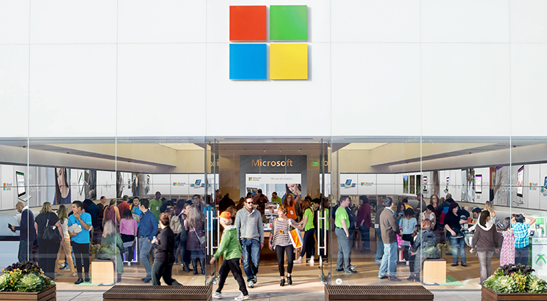 武漢肺炎疫情持續在全球延燒，微軟宣布即日起關閉全球所有Microsoft Store門市，但會持續提供線上服務。圖為微軟美洲門市。   圖：取自微軟官網