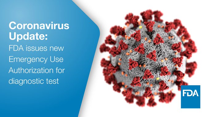FDA批准冠狀病毒首宗快速診斷檢驗。   圖/US_FDA官方推特