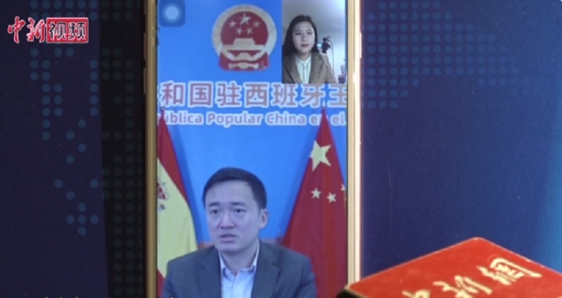 西班牙疫情日趨嚴峻，中國駐西班牙使館領事參贊朱健仍呼籲旅西中國公民「在本地居家抗擊疫情」。   圖：翻攝中新網