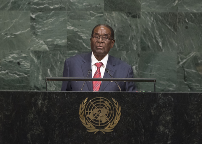 辛巴威前萬年總統穆加比獨裁專制，卻曾被提名擔任聯合國親善大使，引發爭議。   圖：聯合國圖片/Cia Pak