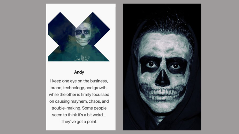 圖為 DeadHappy CEO Andy Knott 在網站上的個人照片，他希望死亡不再是人們口中的禁忌話題。   圖：取自DeadHappy官網
