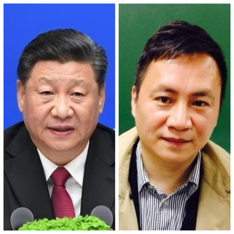 中國民運人士王丹（右）今在臉書嘲諷習近平（左）。   圖：新頭殼製作