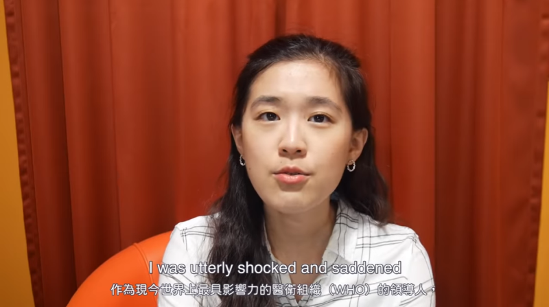 來自羅東在英國唸書的台灣學生林薇在youtube發表致譚德塞公開信。   圖：擷取自Vivi Lin YouTube