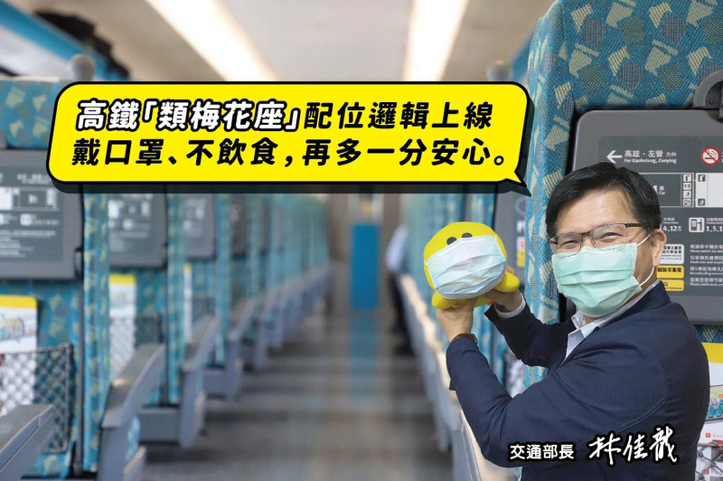 交通部長林佳龍今（22）日宣布高鐵類梅花座正式上路。   圖：取自林佳龍臉書