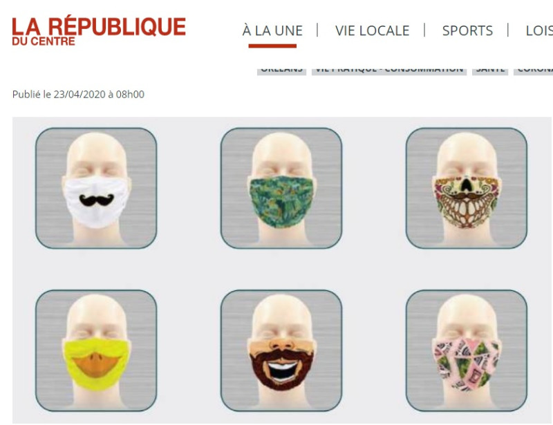 法國連口罩都要求時尚，許多廠商接受各種客製化訂做。   圖：翻攝自La République du Centre