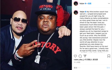 知名饒舌男歌手Fat Joe在IG發文哀悼。   圖：翻攝自Fat Joe instagram