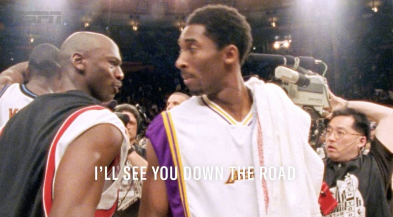 在「籃球之神」Michael Jordan（喬丹）的紀錄片《最後之舞》中，第五集終於登場的是今年1月才因直升機意外不幸罹難的Kobe Bryant。   圖／ESPN