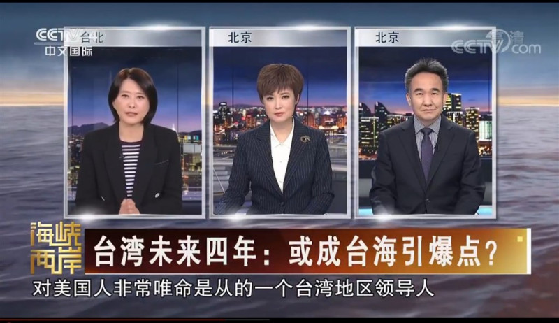 台北市議員王鴻薇登央視，稱總統蔡英文為台灣領導人。   圖：翻攝自央視