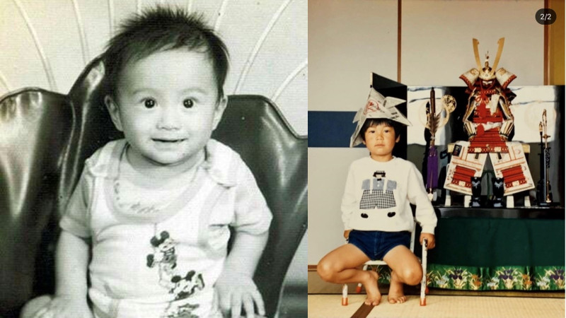 林志玲老公AKIRA(右)小時候五官神似言承旭(左)小時候。   圖：擷取言承旭微博、AKIRA Instagram