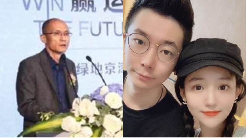 自稱「被綠」的丈夫史睿生(中)在微博爆料，妻子張雨婷(右)大學畢業幾年後，成為綠地集團員工，並與總經理陳軍(左)發生不正常關係。   圖：新頭殼合成