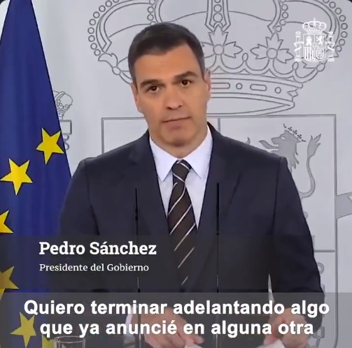 西班牙總理桑傑士（Pedro Sanchez）宣布，7月間將重新接納國際遊客入境。   圖/翻攝自桑傑士推特直播