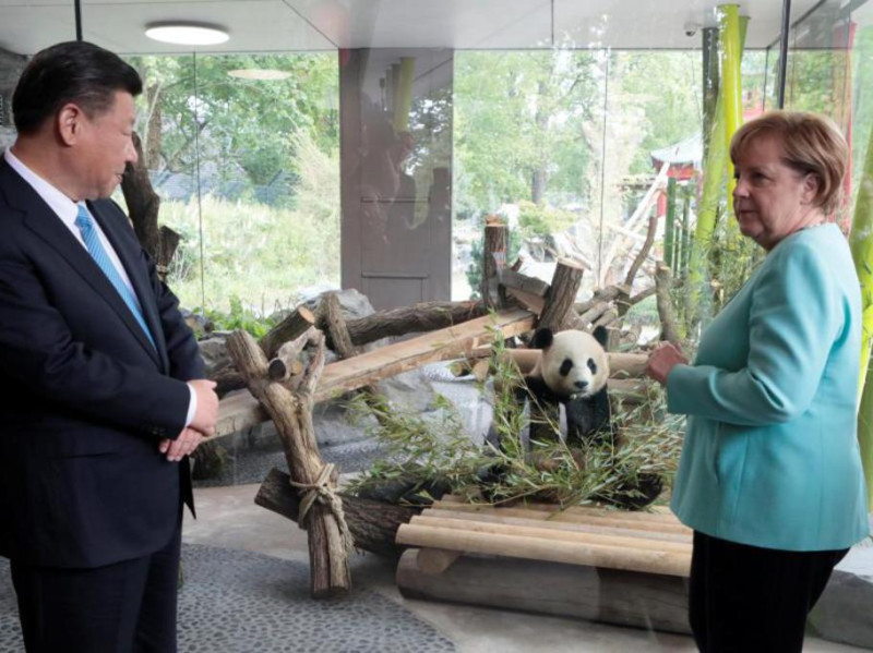 德國總理梅克爾與中國領導人習近平   圖：翻攝推特
