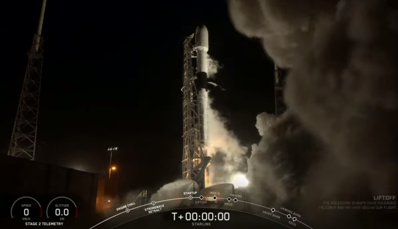 SpaceX的五度回收火箭順利發射。   圖：取自SpaceX的youtube
