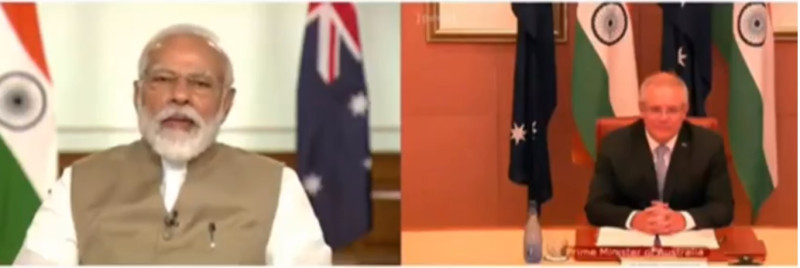 印度與澳大利亞今天舉行視訊高峰會   圖：澳大利亞總理莫里森推特