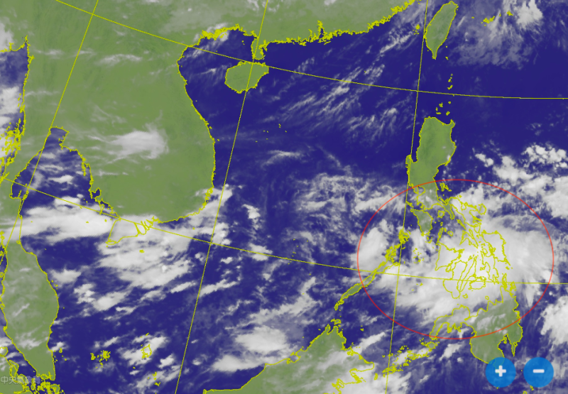 中央氣象局今（10）日表示，位於菲律賓東方海面的熱帶擾動持續發展中   圖：擷取自中央氣象局官網