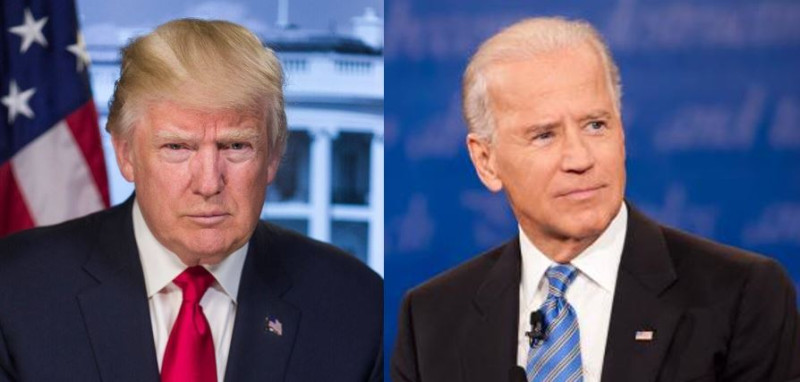 美國現任總統川普 (Donald Trump) 與民主黨的總統候選人拜登 (Joe Biden)。   圖：新頭殼合成