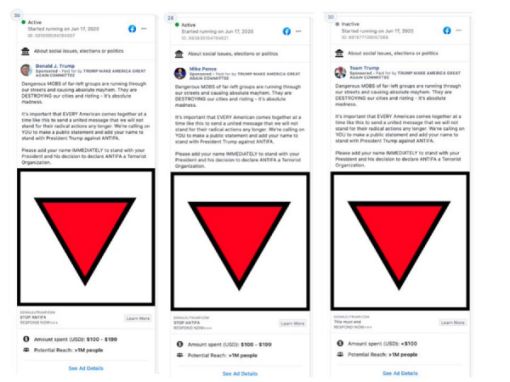 川普競選廣告出現納粹相關圖樣。   圖：臉書截圖畫面