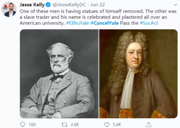 大力宣傳「取消耶魯」的人為美國保守派學者Jesse Kelly。   圖：翻攝自推特