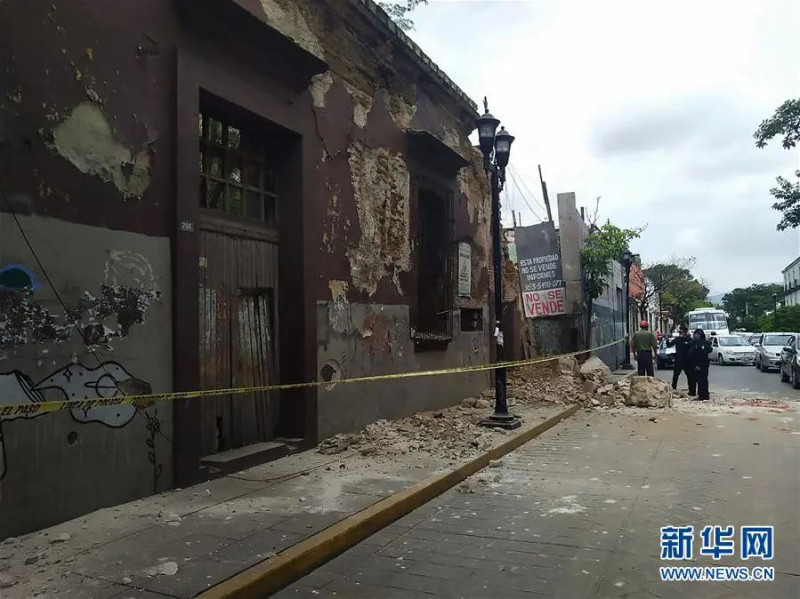 墨西哥昨（23）發生7.5級大地震，部份地區設施受損。   圖：翻攝自新華網