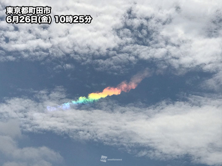 日承現象俗稱「火彩虹」，為日暈的一種。（圖擷取自日本氣象新聞公司網站）   圖：擷取自日本氣象新聞公司網站