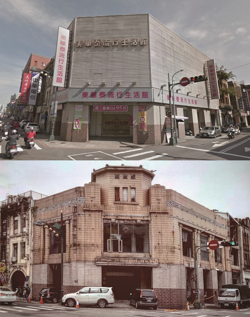 台中市府路上的美華泰（上圖）最近拆除外觀裝潢，民眾才發現這裡原來是華南銀行舊建築，是棟日式建築。   圖：江國肇/提供