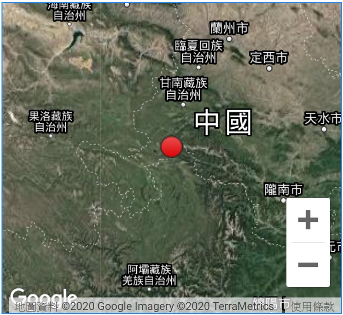 中國四川省阿壩州若爾蓋縣2日清晨，發生芮氏規模3.2地震，是否影響下游三峽大壩，備受矚目。   圖：翻攝自中國地震台網