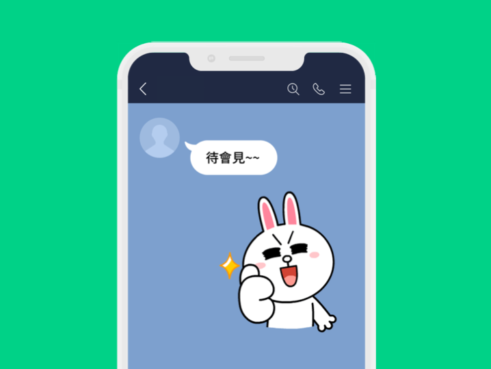 LINE今天公布台灣人「最常使用的貼圖」，第1名是LINE FRIENDS系列中兔兔豎起大拇指比讚。   圖：LINE／提供