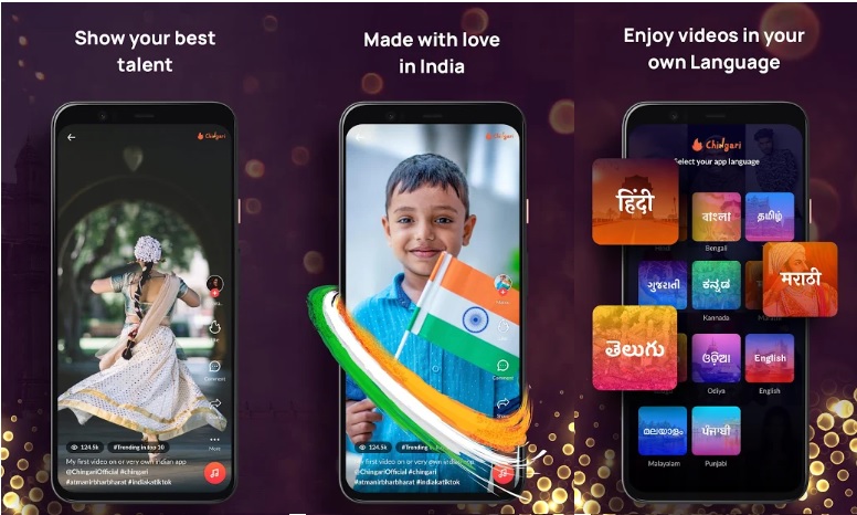 印度政府封殺中國App讓本土企業受惠，其中之一便是短片平台Chingari用戶數量爆增。   圖：截取自Google play store
