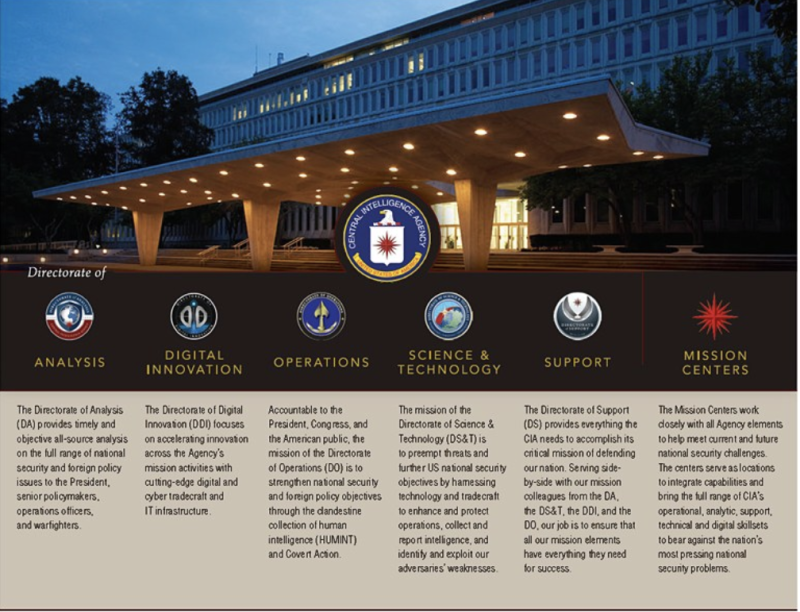 美國中央情報局CIA結構組織圖。   圖：截取自美國中央情報局（CIA)官網