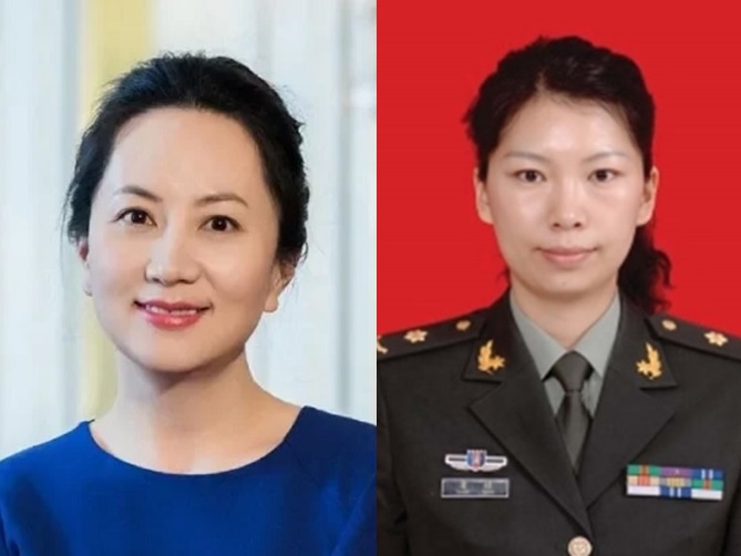 華為財務長孟晚舟(左)與有共軍背景的中國女學者唐娟(右)。   圖：翻攝Youtube(左)與美國司法機關網頁(右)