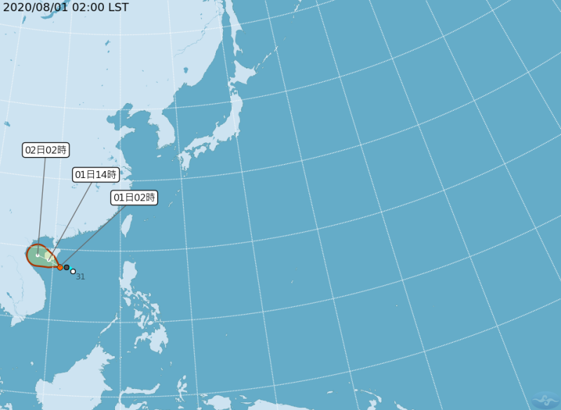 台灣鵝鑾鼻西南方的熱帶性低氣壓路徑圖。   圖：中央氣象局/提供