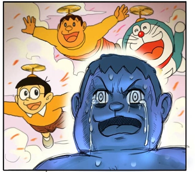 「禾野男孩」以日本動畫《哆啦A夢》為題材創作的同人漫畫作品。   圖:翻攝自禾野男孩twitter