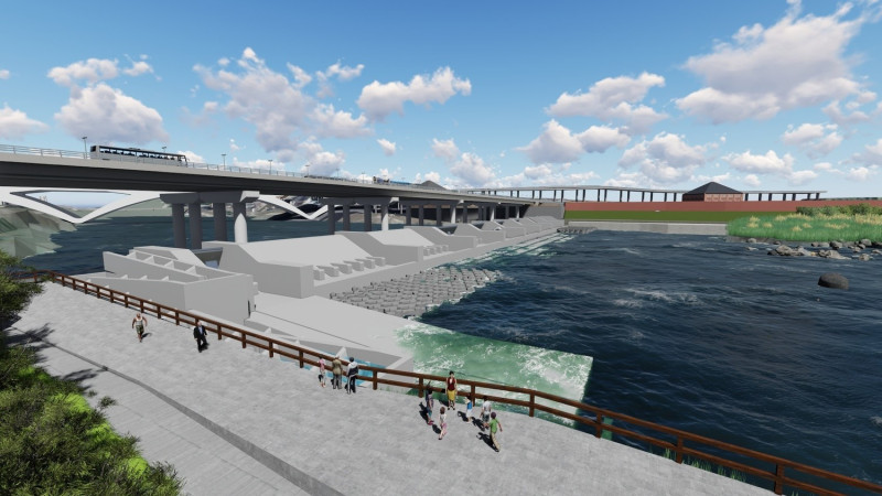 碧潭堰完工模擬示意圖。    圖：新北市水利局提供