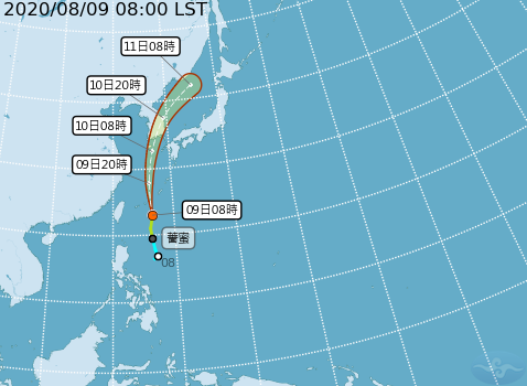 第5號「薔蜜」颱風預估移動路徑。   圖：中央氣象局/提供