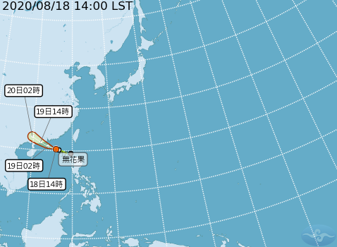 氣象局預測輕颱無花果的路徑。   圖：中央氣象局/提供