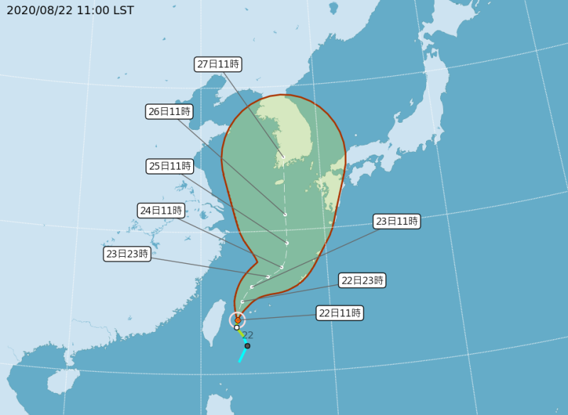 巴威颱風今天最接近台灣，各地天氣不穩降雨機率大    圖：氣象局／提供