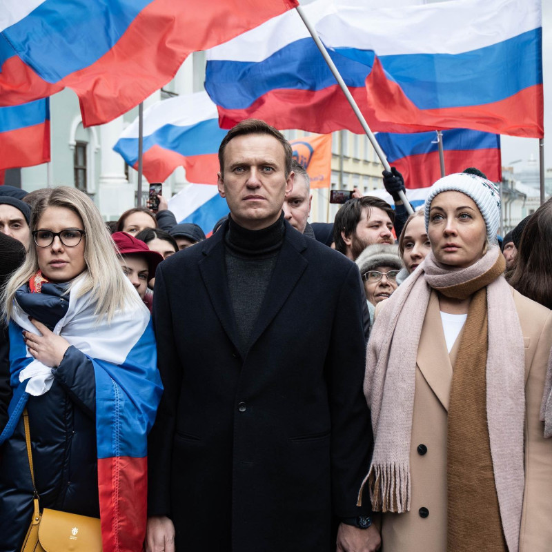  俄羅斯反對派納瓦尼（前排中）。 圖：翻攝納瓦尼臉書 