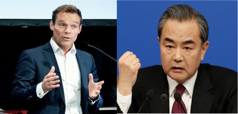 荷蘭基民黨（CDA）眾議員兼黨外交事務發言人范赫沃特（左）、中國外交部長王毅（右）。   圖：新頭殼合成
