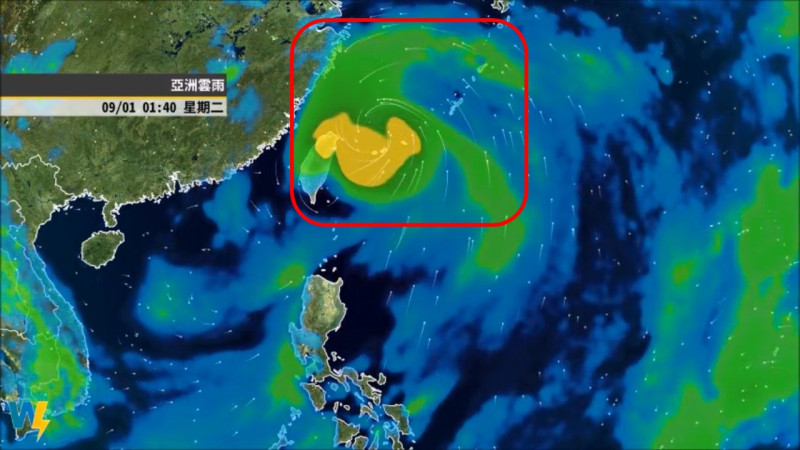 氣象達人彭啟明預測梅莎最接近台灣的時間在下周一、二，從天氣風險公司的預測系統看出，梅莎雖然不會直接侵台，但距離台灣近的嚇人，仍會受到它外圍環流所帶來的影響。   圖：翻攝天氣風險臉書粉絲專頁