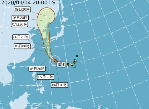 氣象局預測強颱海神路徑。   圖：中央氣象局/提供