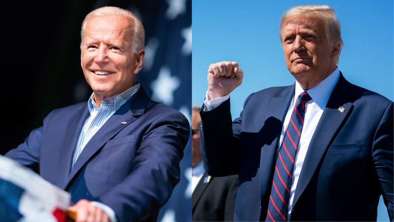 美國總統川普（右）、共和黨總統候選人拜登（左）。   圖：新頭殼合成