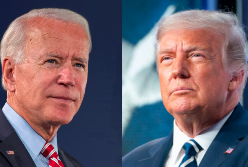 民主黨總統候選人拜登（左）與共和黨總統候選人、美國總統川普（右）。   圖：新頭殼合成照