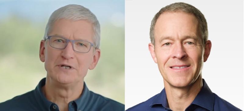 蘋果CEO庫克（圖左）明年與公司合約將到期，倘若他退休，業界看好蘋果首席營運長威廉斯（圖右）成為接班人。   圖：新頭殼合成